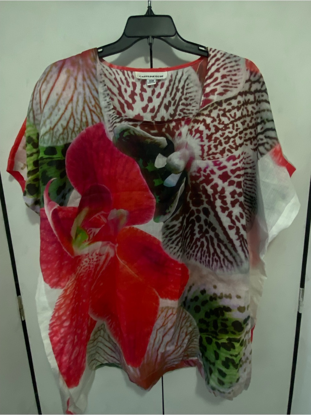 Vibrant Red Floral Beach Cover-Up Tunic